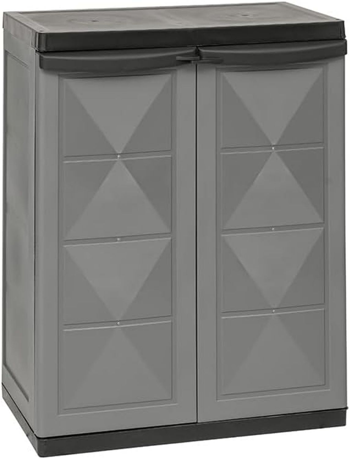 Armadio in Polipropilene CM con 1 Ripiano Regolabile 65 x 37 x 83H Colore Grigio per Interno Esterno Ripostiglio Organizzazione Lavabile Garage Montaggio Senza Viti