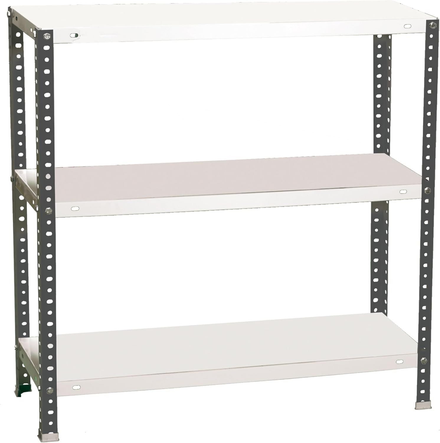 Simon Rack Scaffale metallo 900x800x500 mm Comfort 3 altezze Ripiano in metallo Punto di flessione 100 kg Vernice anticorrosione Montaggio con viti Antracite Bianco