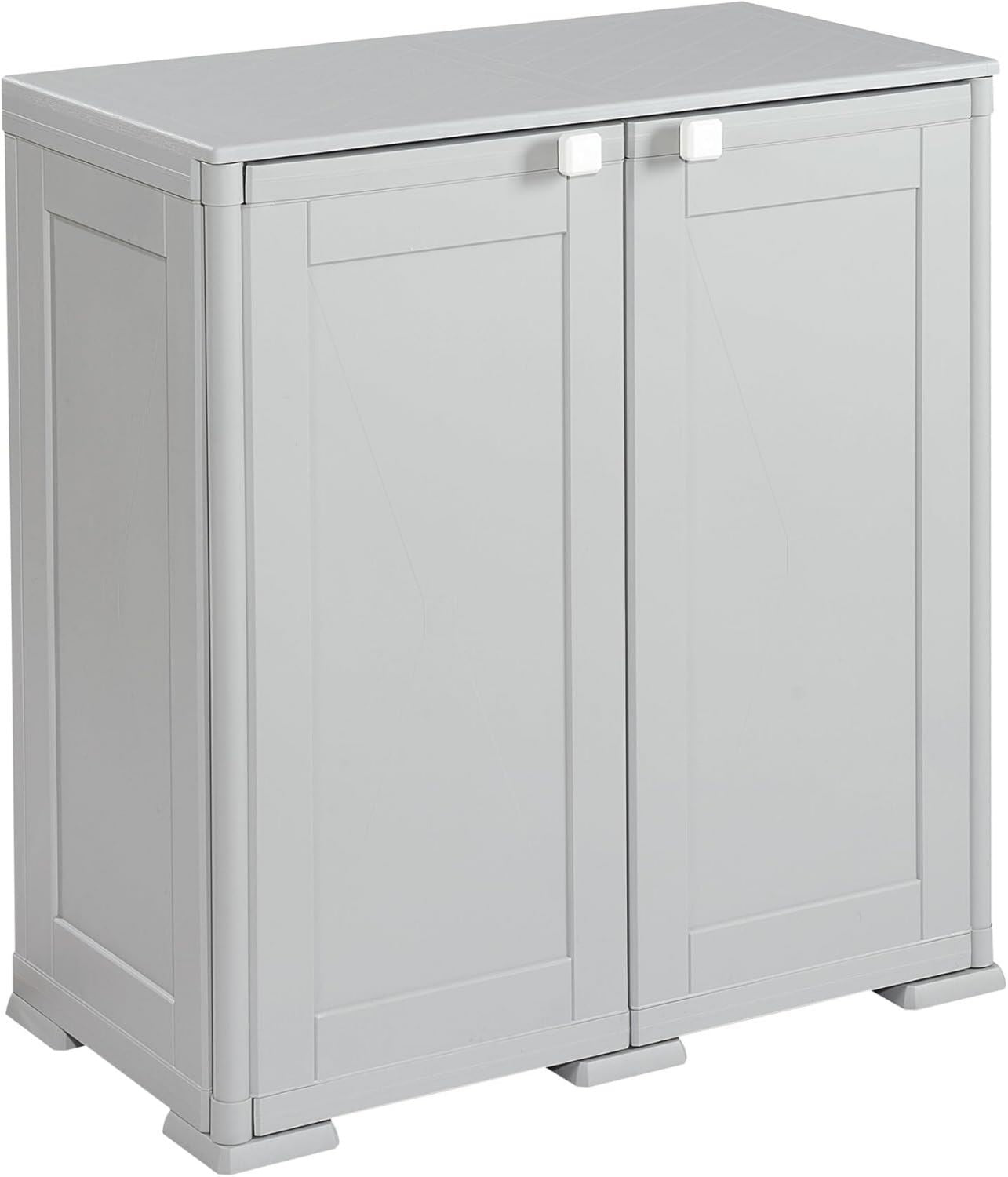 Armadio da giardino in polyrattan con 2 ante 83 45 76 cm x x grigio