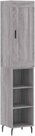 vidaXL Hoge kast 34 5x34x180 cm bewerkt hout grijs sonoma eikenkleurig