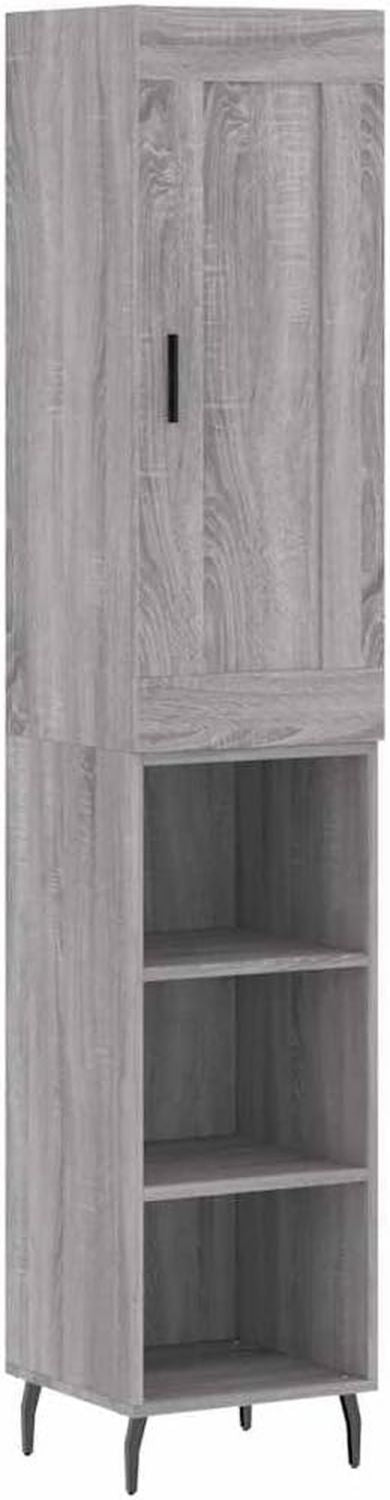 vidaXL Hoge kast 34 5x34x180 cm bewerkt hout grijs sonoma eikenkleurig