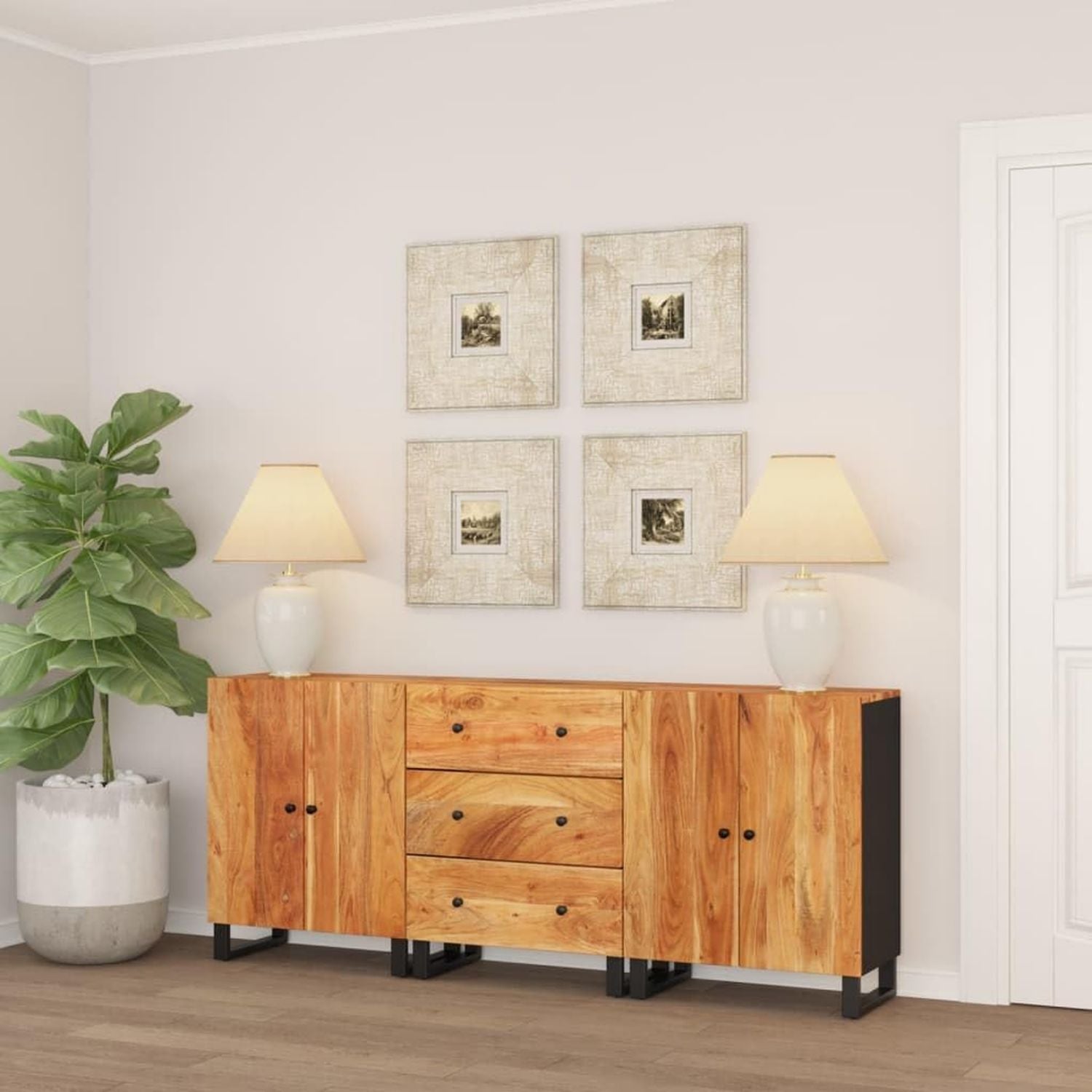 Home Garden Credenze in legno massello di acacia 3 pezzi